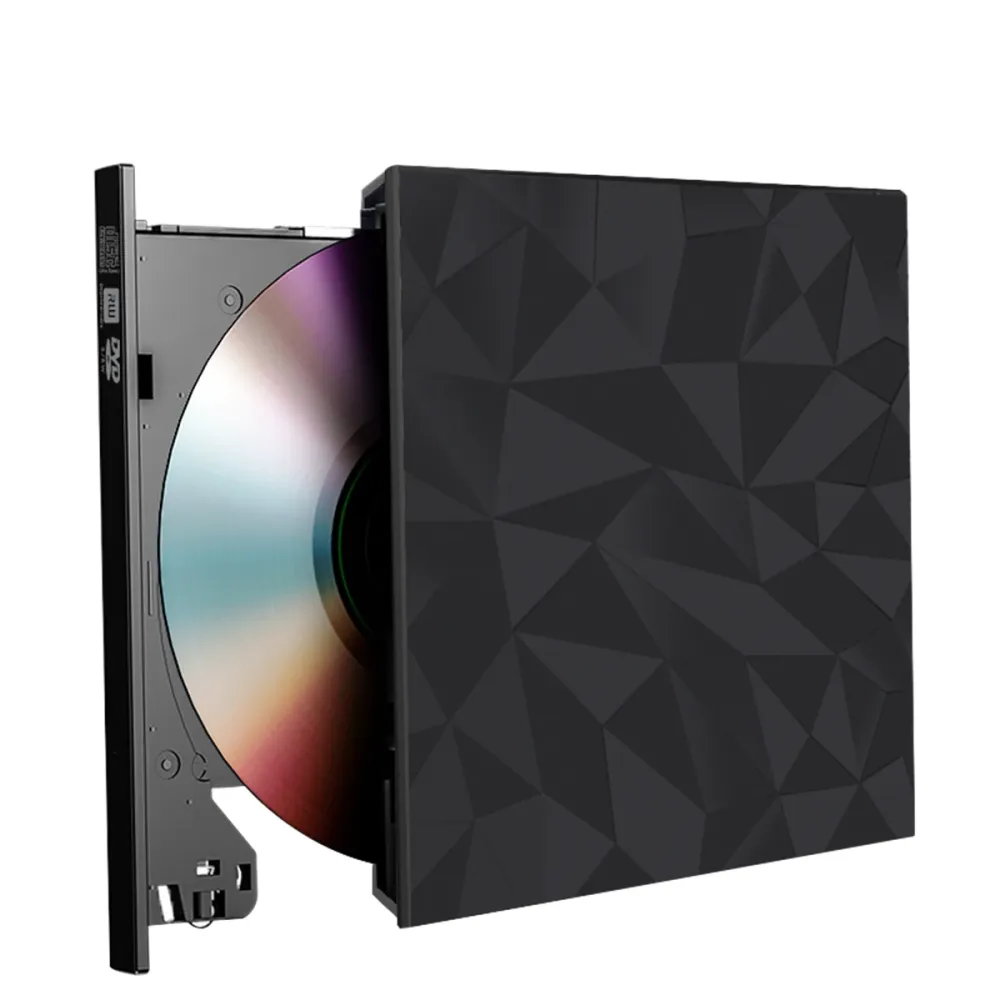 Mechzone Portable USB3.0 Type-C optische Laufwerke schwarzes Schubladen-Laufwerk  Externes DVD-RW Max.24X High-Speed-Datenübertragung für Win XP Win 7 Win 8 Win 10 Mac