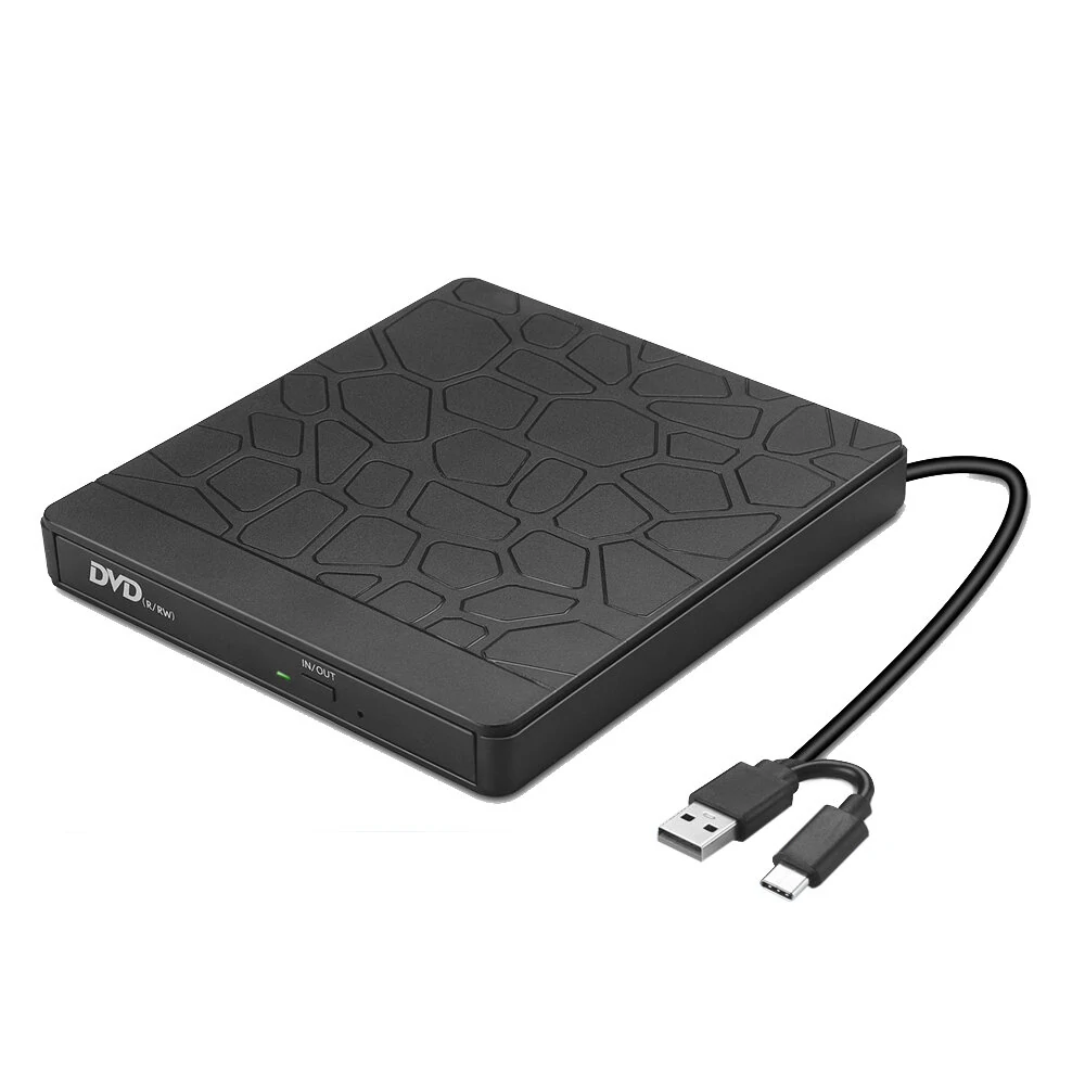 Mechzone T9 Externes optisches Laufwerk USB3.0 Type-C Externes CD-Brenner Mehrzweck Hochgeschwindigkeits-CD/DVD-Player TF/SD-Kartenleser f&uuml;r Auto-Computer-PC-Notebook