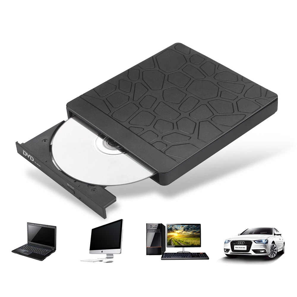 Mechzone T9 Externes optisches Laufwerk USB3.0 Type-C Externes CD-Brenner Mehrzweck Hochgeschwindigkeits-CD/DVD-Player TF/SD-Kartenleser f&uuml;r Auto-Computer-PC-Notebook