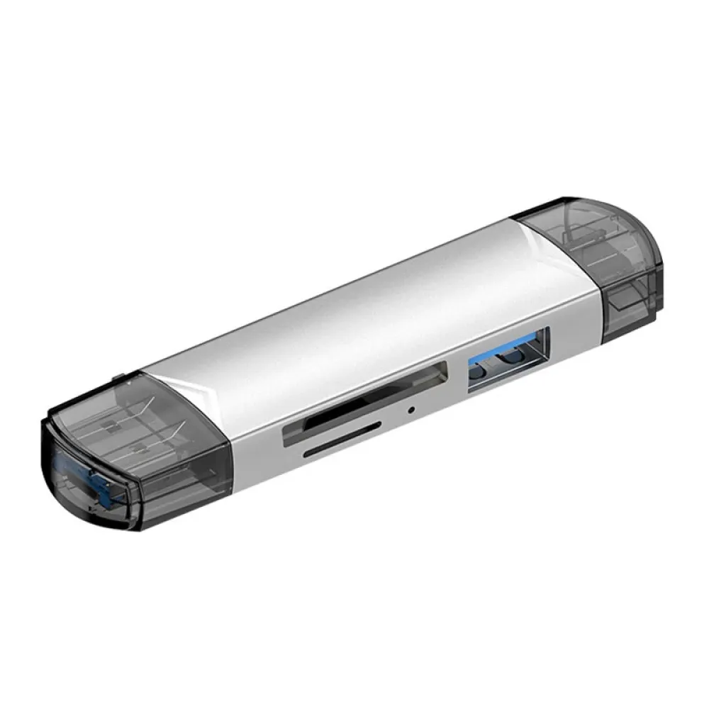 6-in-1 OTG Type-C&USB Kartenleser mit Flash-Disk SD/TF Schnittstelle Multifunktionaler USB-Adapter für Telefon, Laptop und Computer.