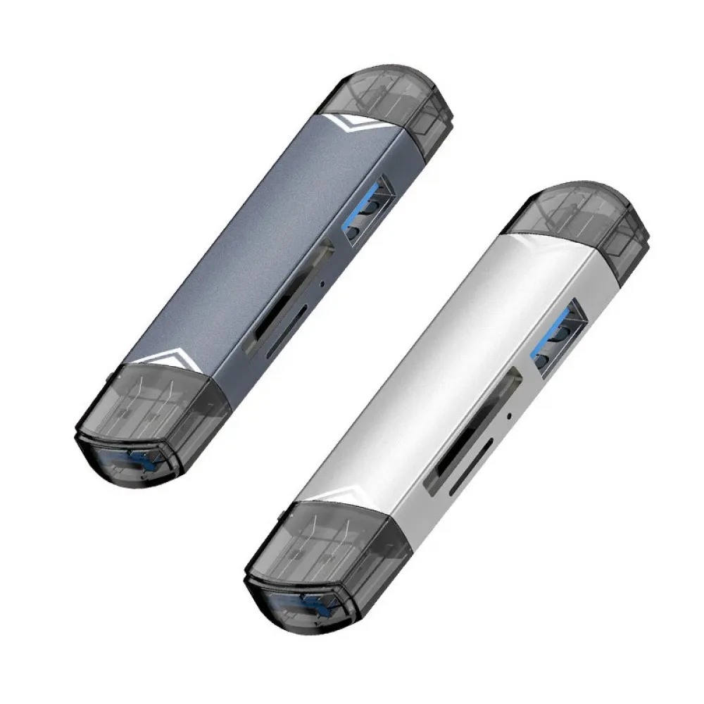 6-in-1 OTG Type-C&USB Kartenleser mit Flash-Disk SD/TF Schnittstelle Multifunktionaler USB-Adapter für Telefon, Laptop und Computer.