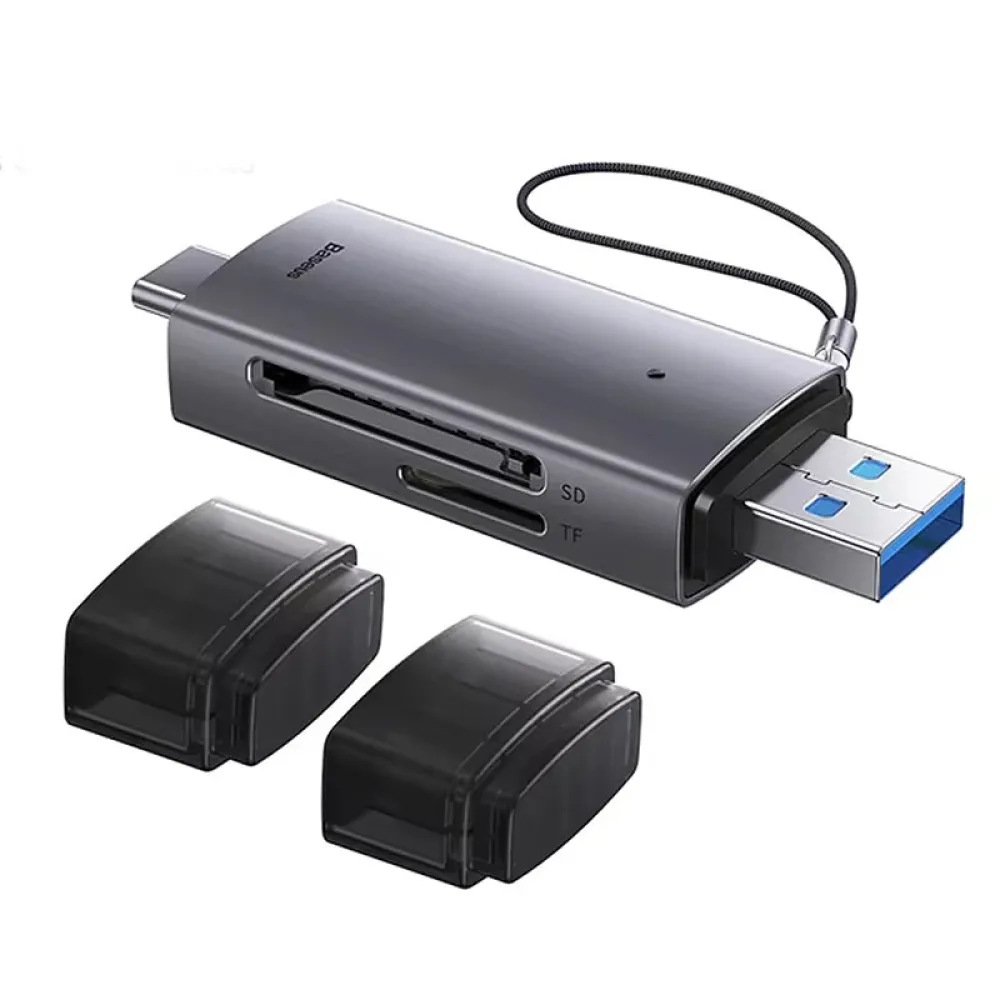 Baseus BS-OH069 2-in-1 Kartenleser USB-C&USB3.0 zu SD/TF Kartenleser 104MB/s 2TB Smart Kartenleser Plug and Play für Laptop-Zubehör
