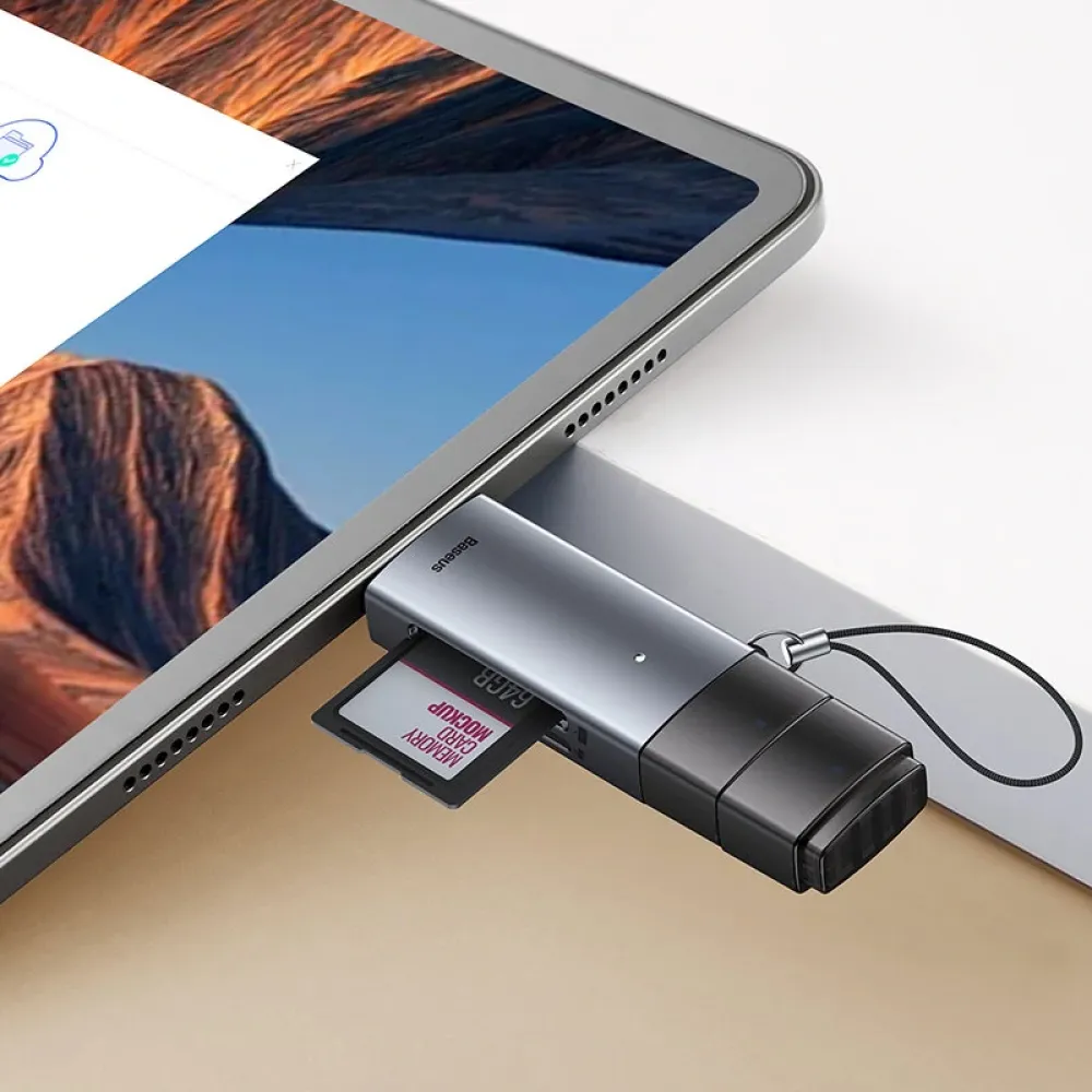 Baseus SD/TF Kartenleser 2 in 1 USB3.0/Type-C Smart Memory Card Flash Drive Adapter für Telefon-Tablet-Laptop-Zubehör