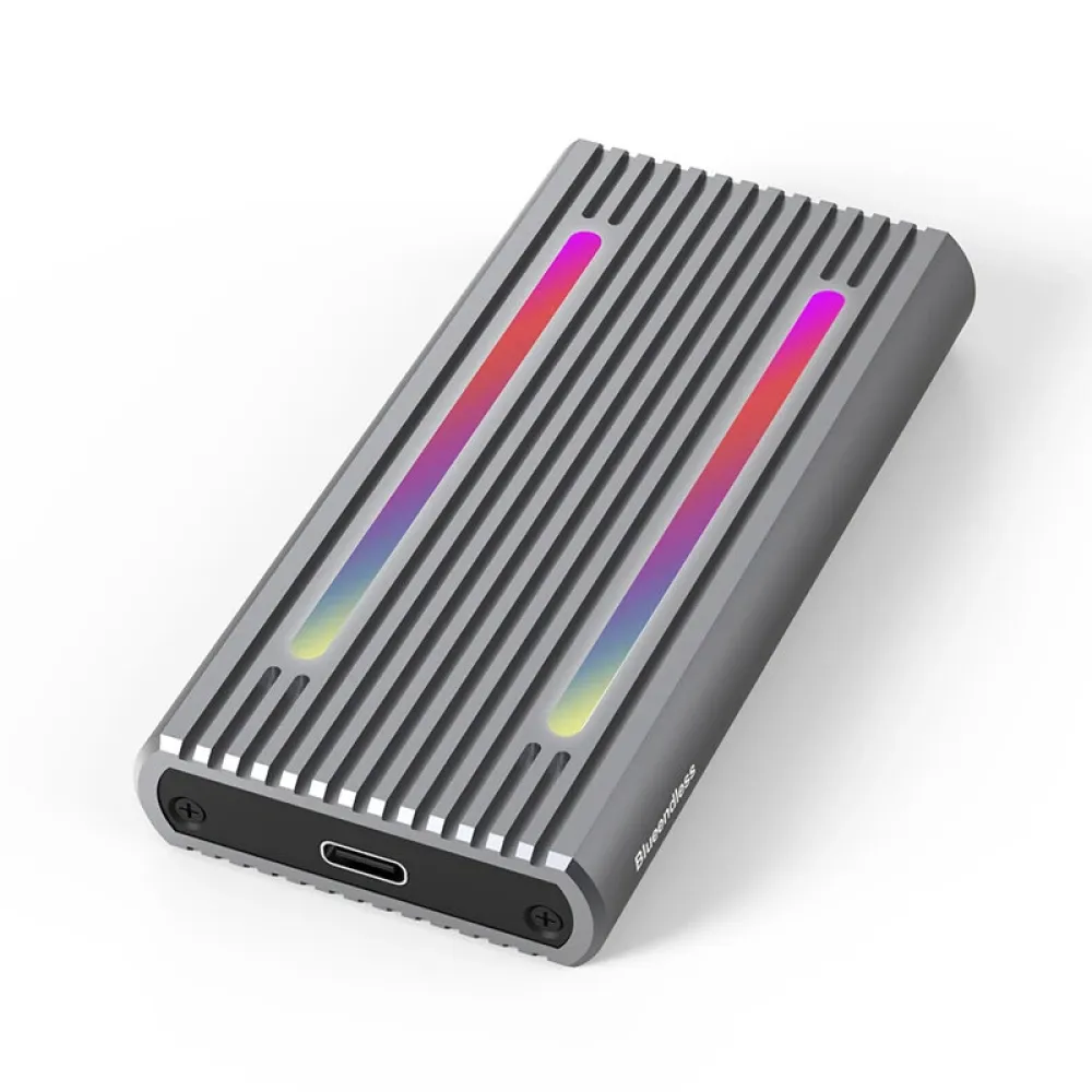 Blueendless M.2 NVME/SATA Dual-Protokoll RGB SSD-Gehäuse für externe Solid State Drive (SSD) mit 10 Gbps