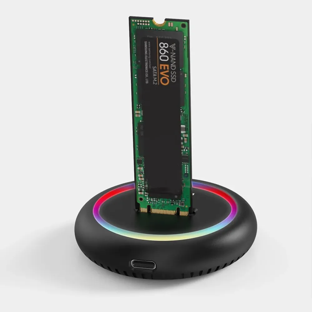 Blueendless RGB SSD Gehäuse Dual-Protokoll M.2 SSD Gehäuse USB3.1 NVME und M.2 NGFF Gehäuse für M-Key USB M2 SSD Dockingstation