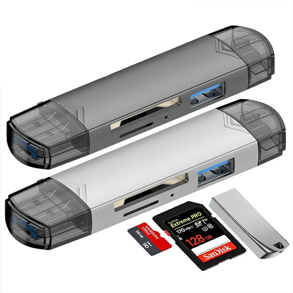 DM-HC61 6-in-1 OTG Typ-C SD TF Kartenleser USB 3.0 Micro USB Flashlaufwerk Adapter 5 Gbit/s High-Speed-Übertragung Multifunktionskartenleser
