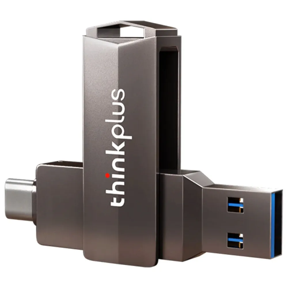 Lenovo Thinkplus MU254 USB3.0 & Type-C Dual-Port Metall U-Disk 32/64/128/256/512G Drehbarer USB-Flash-Laufwerk Highspeed-U-Disk für Telefon PC Laptop