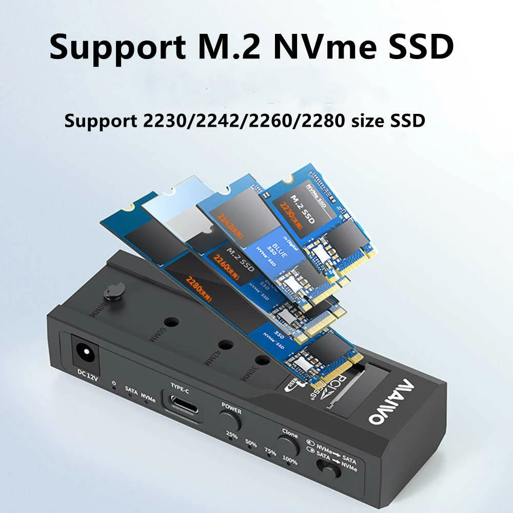MAIWO Dual Bay M.2 NVME Case und SATA HDD Docking Station Type C 3.1 Docking Station 2,5"/3,5" HDD-Gehäuse Clone Duplicator Funktion MAIWO Dual Bay M.2 NVME Case und SATA HDD Docking Station Type C 3.1 Docking Station 2,5"/3,5" HDD-Gehäuse Clone Duplicator Funktion