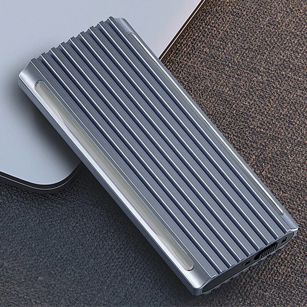 SSD-Gehäuse für M.2 NVME/NGFF mit Dual-Protokollen, USB 3.1 Type-C mit 10Gbps, RGB-Beleuchtung und Kühlung für mobile Aluminiumabdeckung
