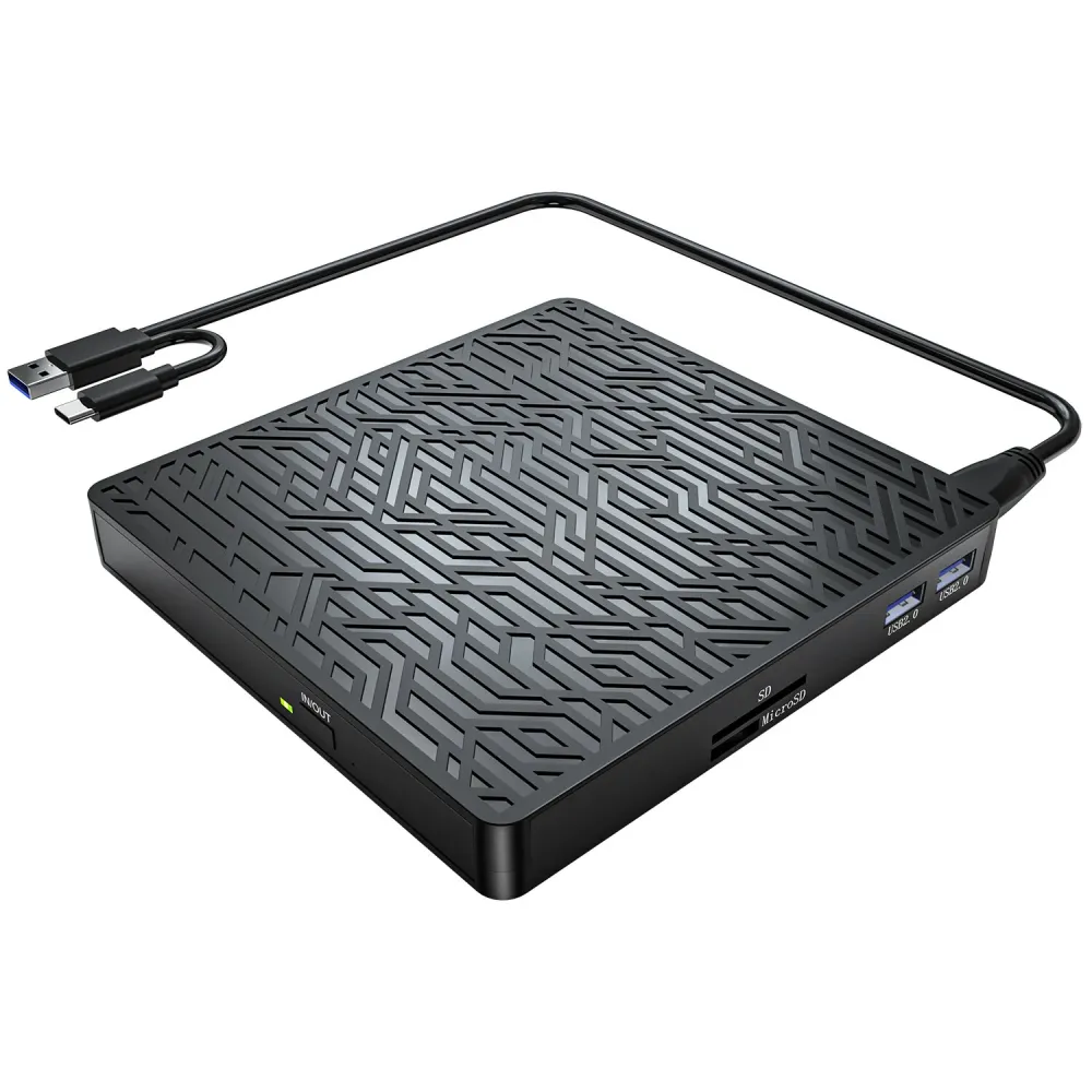 Externer CD DVD Laufwerk USB 3.0 Type-C CD DVD Writer mit SD/TF USB Slots Optisches Laufwerk CD DVD Laufwerke f&uuml;r Mac Laptop