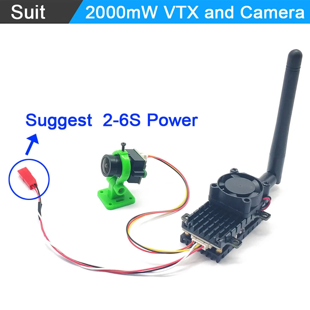 EWRF 5,8 GHz 2W FPV Wireless Transmitter 2000MW 48CH Video AV Audio Sender mit 2,8-mm-CMOS-1000TVL-Kamera für ferngesteuerte Drohnen mit großer Reichweite EWRF 5,8 GHz 2W FPV Wireless Transmitter 2000MW 48CH Video AV Audio Sender mit 2,8-mm-CMOS-1000TVL-Kamera für ferngesteuerte Drohnen mit großer Reichweite