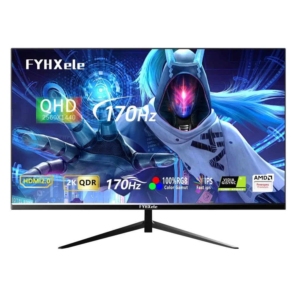 F&uuml;r Black Myth: WuKong FYHXele FY27QHM2 27-Zoll Gaming Monitor PC Bildschirm 170Hz 2K Gaming Anzeige 1MS ADM-FreeSync 8 Bit 99% sRGB IPS Desktop LED Anzeige HD/DP HDR400 Black Myth WuKong