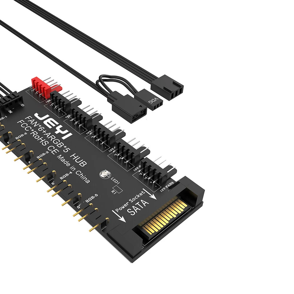 JEYI ARGB PWM 5-Wege-Lüfter-Hub 12V 4Pin PWM & 5V 3Pin ARGB 2 in 1 Hub RGB Fan RGB Strip Splitter JEYI ARGB PWM 5-Wege-Lüfter-Hub 12V 4Pin PWM & 5V 3Pin ARGB 2 in 1 Hub RGB Fan RGB Strip Splitter