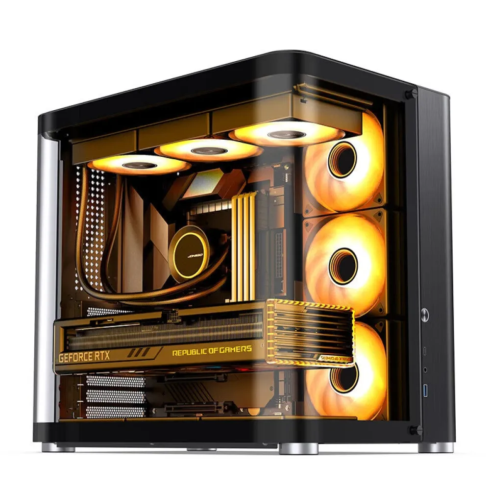 JONSBO TK-2 Computergeh&auml;use Desktop-Chassis Hyperboloid Seite Transparent ATX Spielgeh&auml;use Doppel 360 Wasserk&uuml;hler Typ-C Schnittstelle Raumschiffkabine