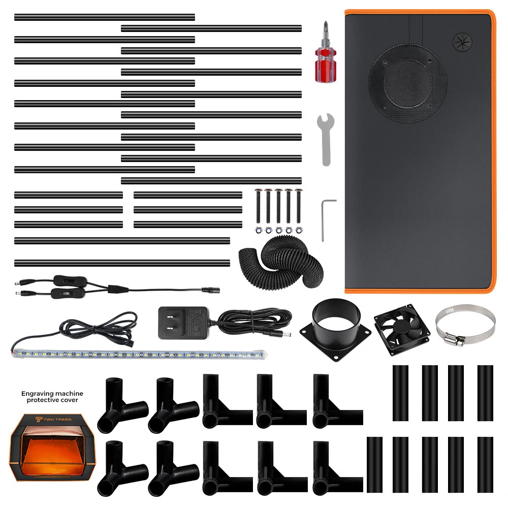 TWOTREES® Lasergravur-Schutzgehäuse mit Augenschutz, feuer- und staubdicht, Abmessungen 780x720x460mm mit Abluftventilator und Rohr, passend für TTS Pro Xtool SCULPFUN-S9 TWOTREES® Lasergravur-Schutzgehäuse mit Augenschutz, feuer- und staubdicht, Abmessungen 780x720x460mm mit Abluftventilator und Rohr, passend für TTS Pro Xtool SCULPFUN-S9