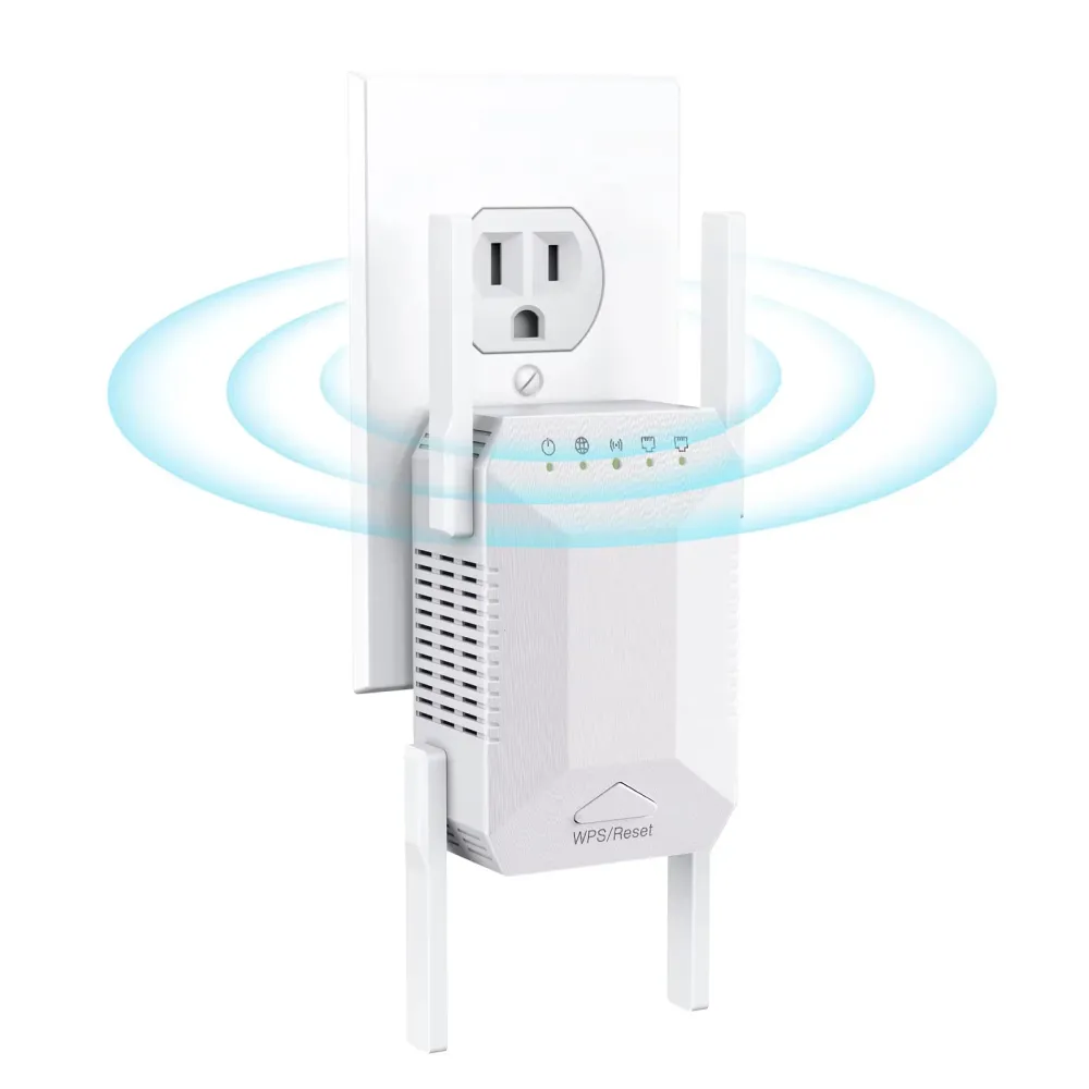 1200Mbps WLAN Repeater Wifi Verstärker Dual Band 2.4G/5GHz 4 Antennen Netzwerk Verstärker Repeater Signal Extender EU Wandstecker