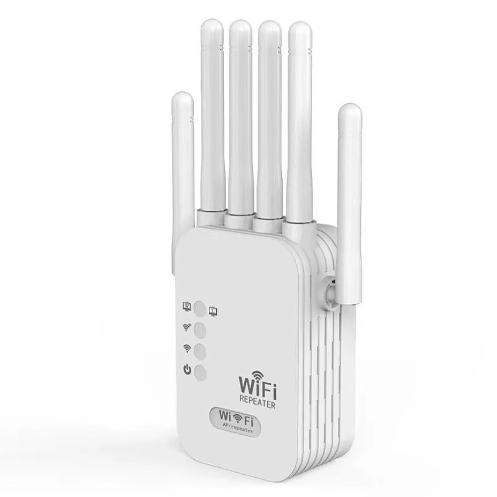 1200Mbps Wireless WiFi Repeater Dual Band WIFI Extender Booster 2.4G/5G Netzwerk Verstärker mit 6 Antennen 360° Volle Abdeckung Signal für kleines Büro