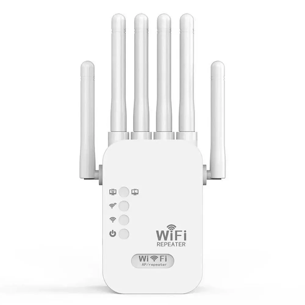 1200Mbps Wireless WiFi Repeater Dual Band WIFI Extender Booster 2.4G/5G Netzwerk Verstärker mit 6 Antennen 360° Volle Abdeckung Signal für kleines Büro