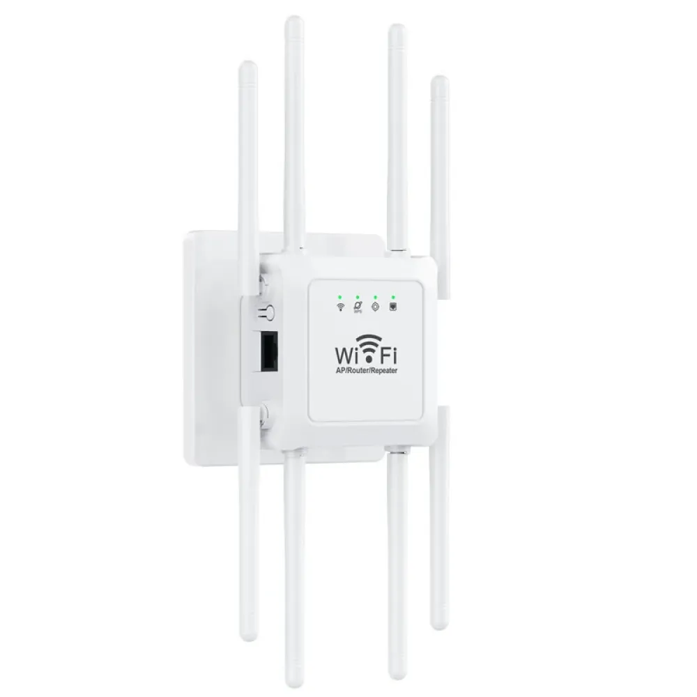 300M WLAN-Repeater WLAN-Verstärker 802.11N 2.4GHz Drahtloses Signal Booster Smart Power Extender mit 8 Antennen für Büro Zuhause Einfache Einrichtung
