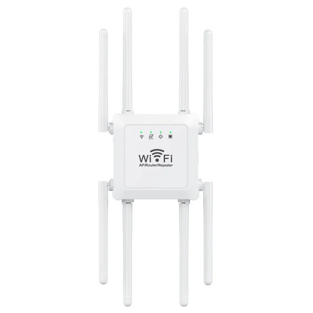 300M WLAN-Repeater WLAN-Verstärker 802.11N 2.4GHz Drahtloses Signal Booster Smart Power Extender mit 8 Antennen für Büro Zuhause Einfache Einrichtung