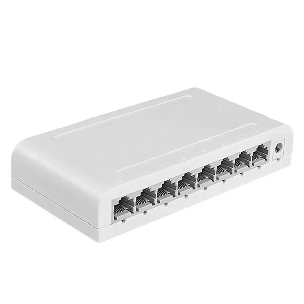 8-Port Gigabit Daten-Switch, Netzwerk-Hub für den Desktop, Ethernet-Splitter Plug and Play, geschirmte Ports, lüfterlos, leise und tragbar für den Einsatz zu Hause oder im Wohnheim