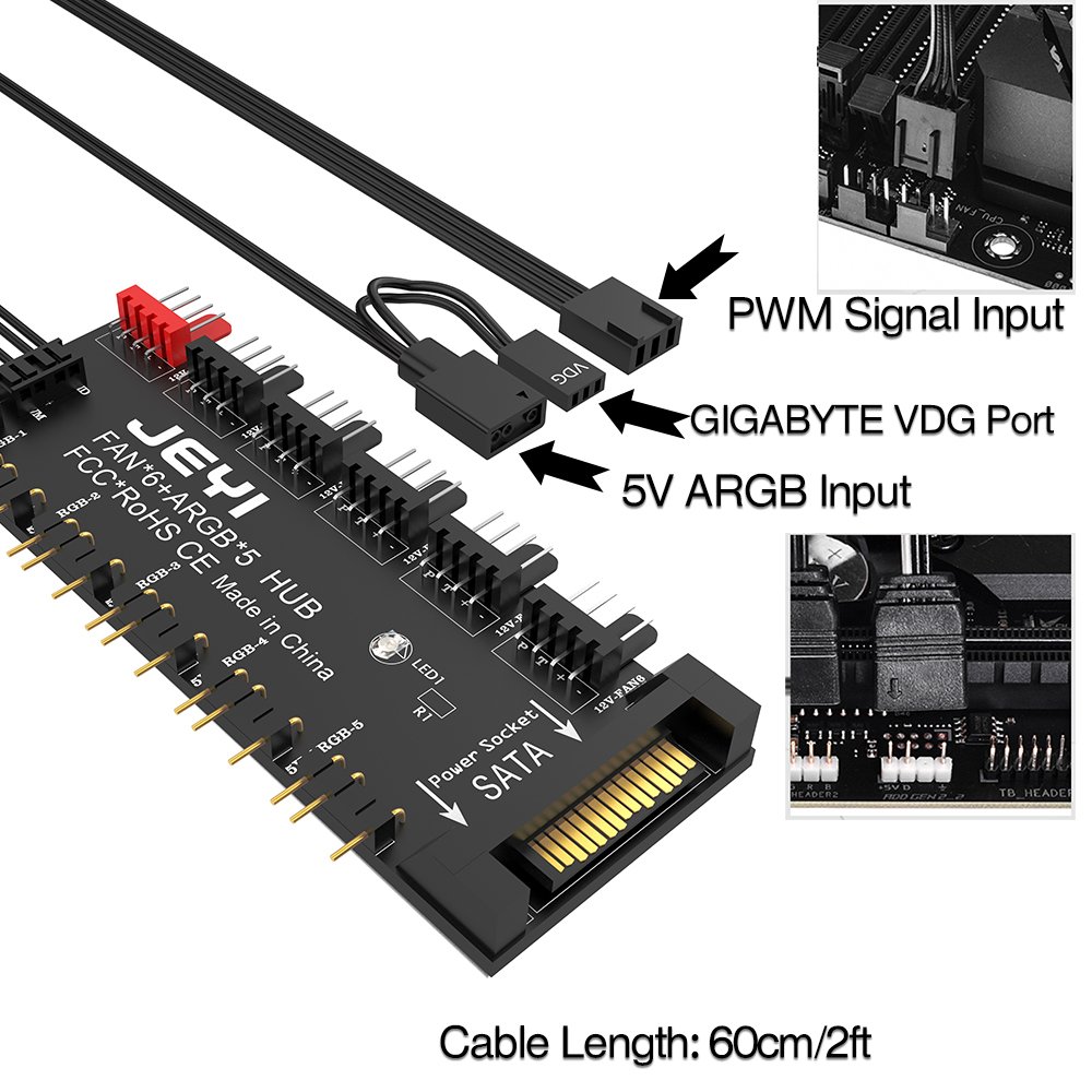 JEYI-ARGB-PWM-5-Wege-Luumlfter-Hub-12V-4Pin-PWM--5V-3Pin-ARGB-2-in-1-Hub-RGB-Fan-RGB-Strip-Splitter-1984163-3