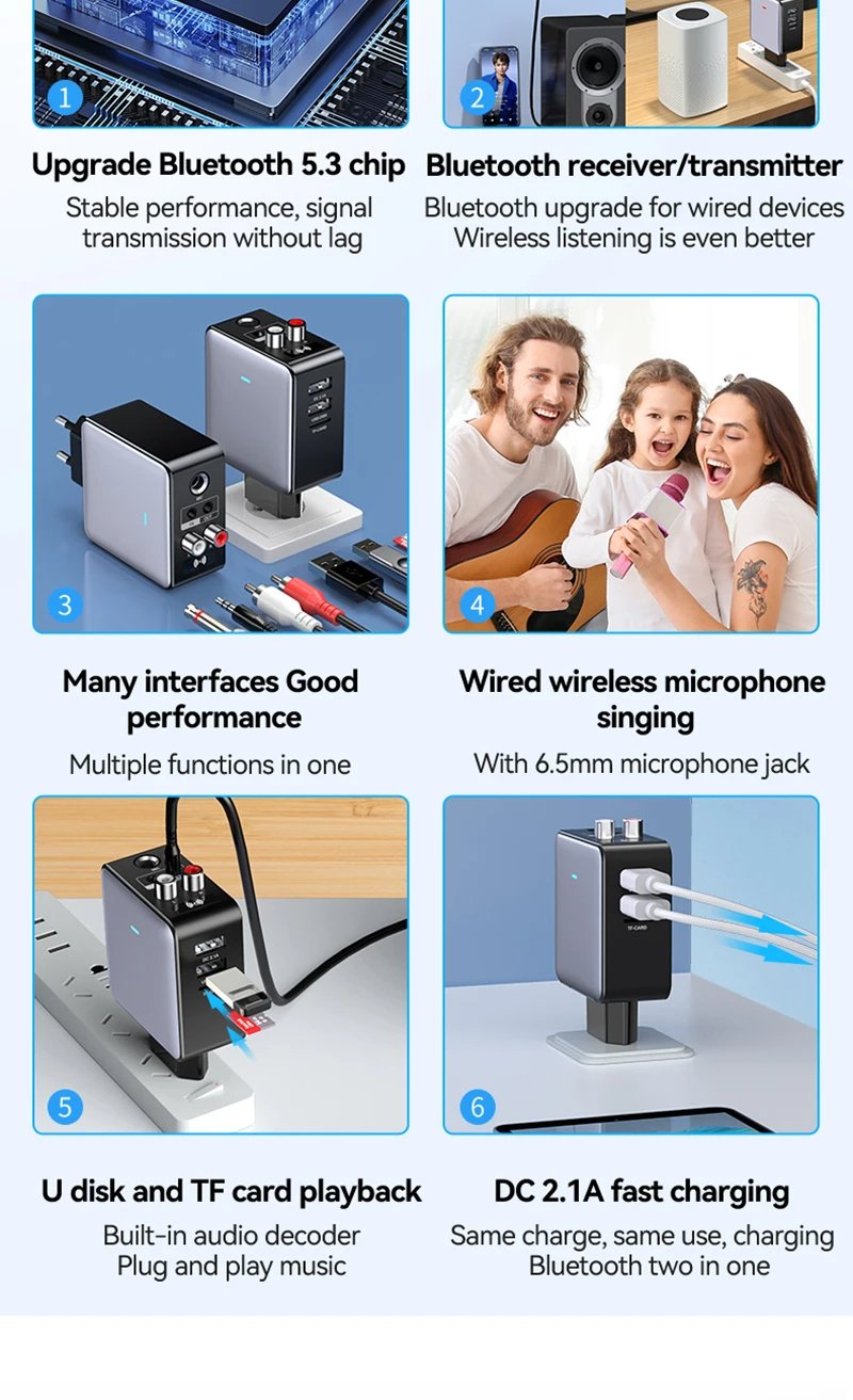 OMS-H6-Bluetooth-53-Audio-Transmitter-Empfaumlnger-35mm-AUXRCAU-DiskTFUSB65mm-MIC-Karaoke-HIFI-Stere-2003495-3