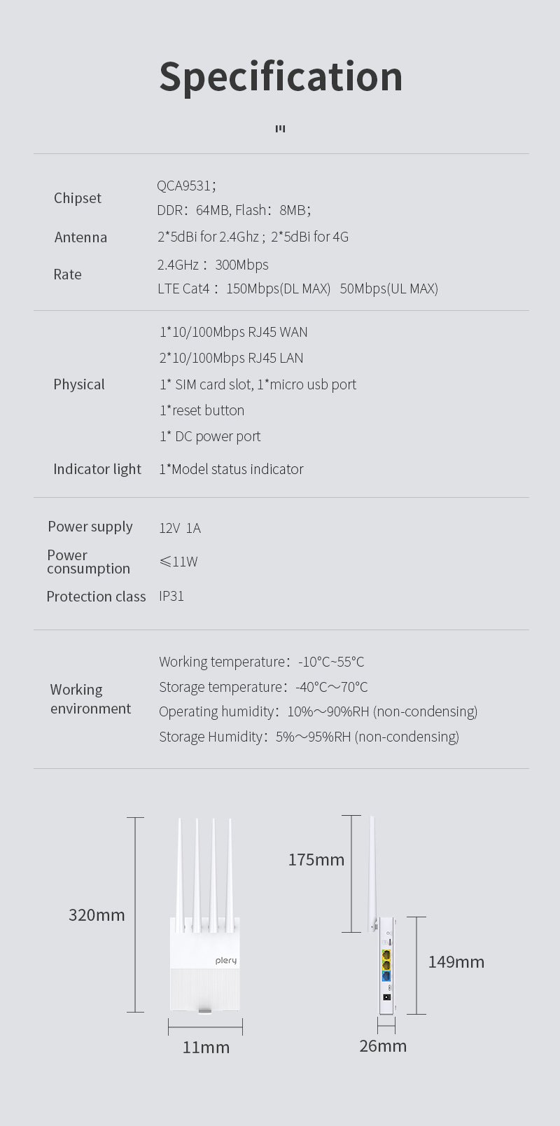 PLERY-R623-4G-LTE-Router-Drahtlos-300Mbps-Schnelle-kabelgebundene-und-drahtlose-Verbindungen-Unterst-2020632-15