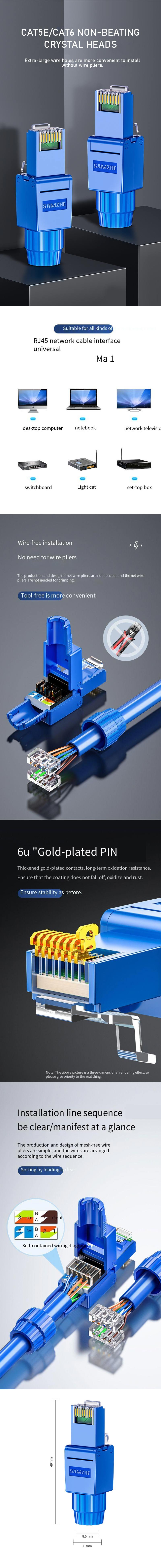 SAMZHE-CAT5ECAT6-RJ45-Stecker-Unbeschaumldigter-Netzwerkkopf-aus-Kristall-Ungeschirmter-verdickter-v-1985804-1